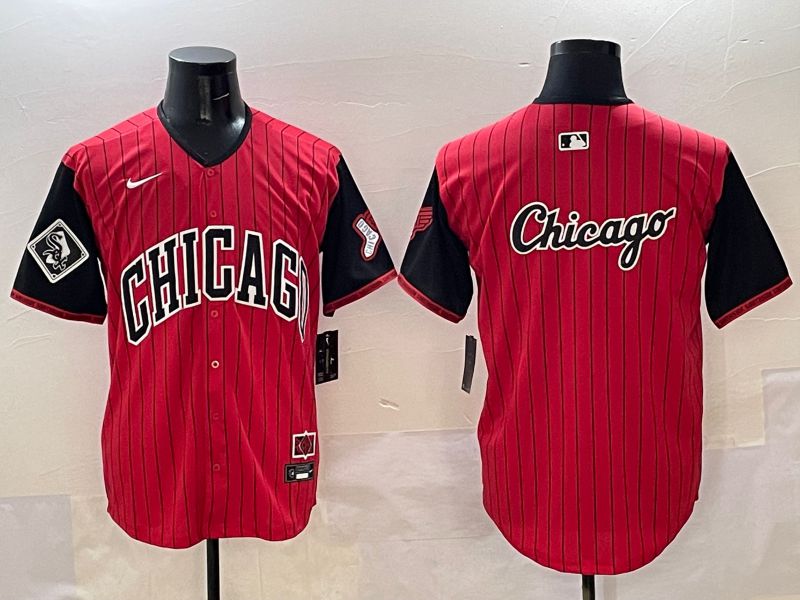 Men Chicago White Sox Blank Red Stripe Joint Name 2025 Nike MLB Jersey style 6